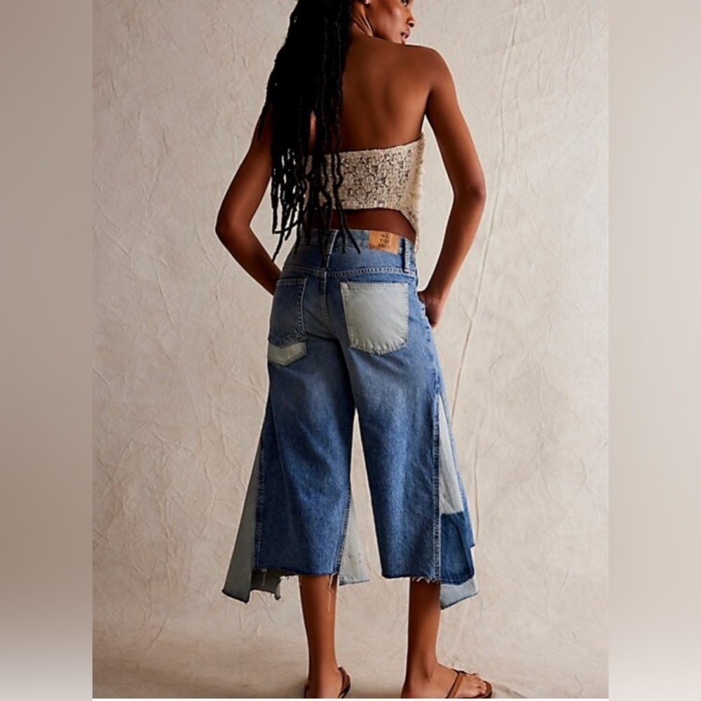 NEW Free People, We The Free, Ripple Wide-Leg Pieced Cropped Jeans - Picture 4 of 12